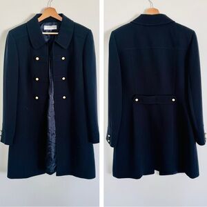 Tahari Military-Style Double-Breasted Long Coat